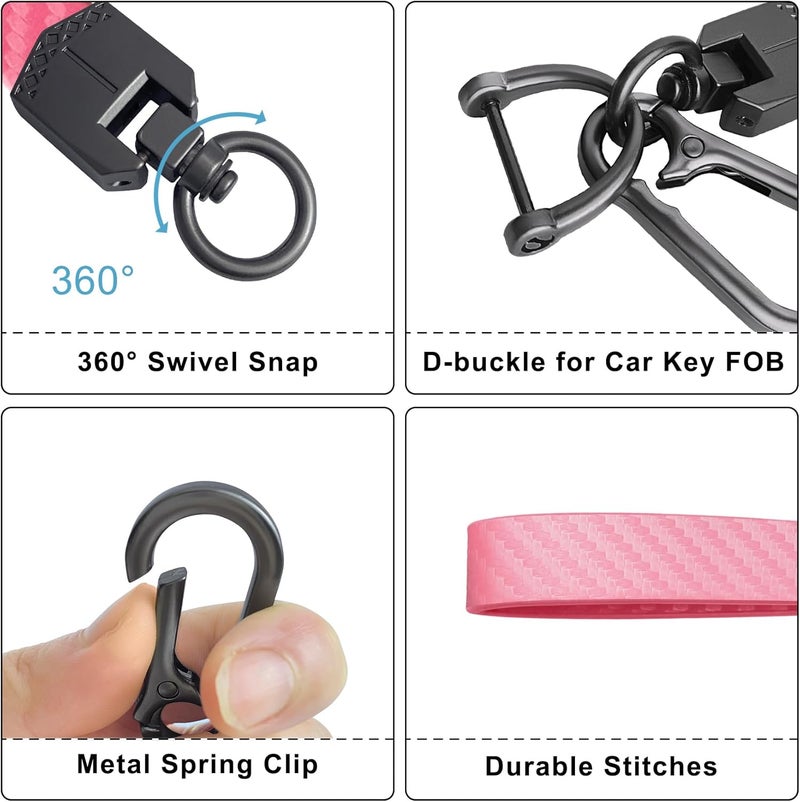 OHKYOOT Store Leather Car Keychain,Carabiner Clip Key Fob Keychain for Home Car Keys Women Men - Image 2